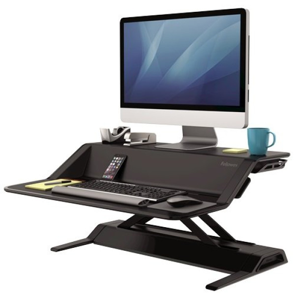 FELLOWES Estación de trabajo Sit-Stand Lotus Negro - 22alturas, 83x62cm FELLOWES Estación de trabajo Sit-Stand Lotus Negro - 22alturas, 83x62cm