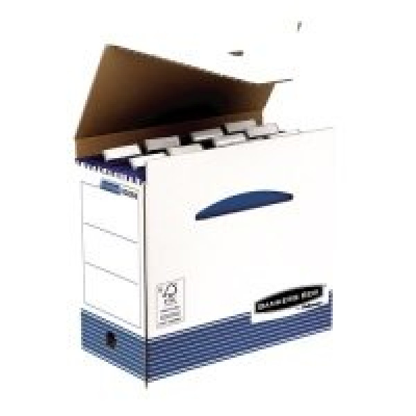 FELLOWES Caja de archivo Plus System blanco, automontable, 100%reciclado, 320x159x310mm