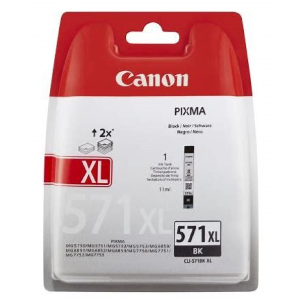 C.t. CANON CLI571BK XL: Pixma MG6850 negro MG5750 7750 7700 5752  Alta capac.*BLISTER ALARMA*