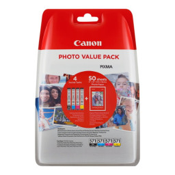 (4) C.t. CANON CLI571: Photo Value Pack KCMY + 50h.10x15cm photo paper BLISTER
