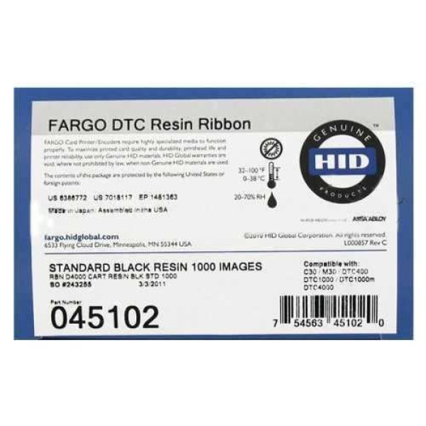 FARGO Standard Black Resin Ribbon DTC1000 DTC4000 1.000 images