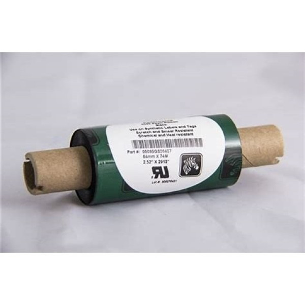 (1) Ribbon transfer.térmica ZEBRA 5095 resin 64mm x 74m. (resina) Desktop core 12.7mm