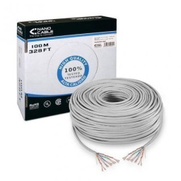 Bobina NANO cable rígido UTP cat.5e 100m. AWG24, para canalizaciones Ethernet, color gris