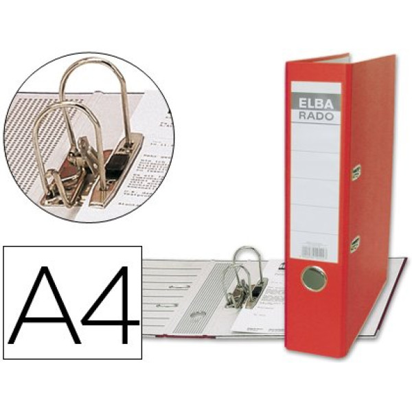 Archivador de palanca ELBA DIN A4  rojo Rado plast 2 anillas / lomo 80 mm