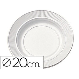 (50) Platos de plastico llano 20 cm Blanco