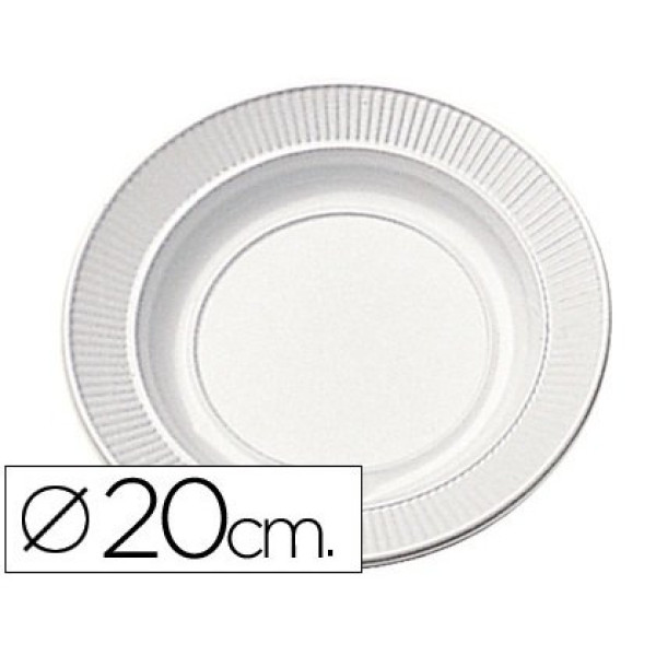 (50) Platos de plastico llano 20 cm Blanco