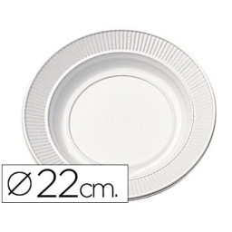 (100) Platos de plastico llano 22 cm Blanco