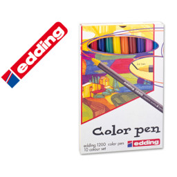 Caja 10 rotuladores EDDING punta fibra 1200 varios