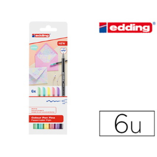 Rotulador EDDING punta fibra 1200 pastel punta redonda 1mm estuche 6Ud. colores surtidos