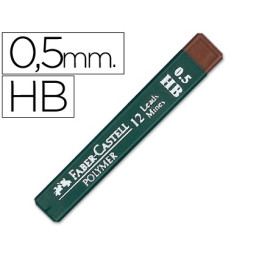 (12) Minas FABER-CASTELL grafito 0,5 mm (tubo) Polymer HB
