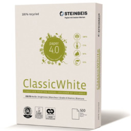 Papel STEINBEIS reciclado 100% - Classic White 500A4 80gr. papel multifunción