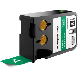 Cinta DYMO XTL blanco sobre verde vinilo 24mm (All-Purpose Vinyl labels)