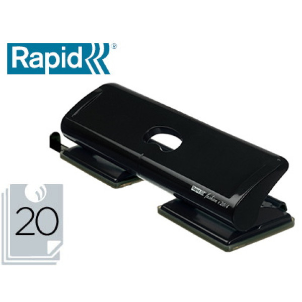 Taladro RAPID Fashion FC20/4 - 4 taladros metálico negro, capacidad 20 hojas Taladro RAPID Fashion FC20/4 - 4 taladros metálico negro, capacidad 20 hojas