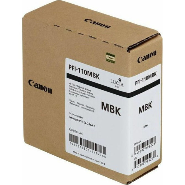C.t. CANON PFI-110MBBK: IPF TX4000 TX3000 TX2000 Negro Mate 160 ml C.t. CANON PFI-110MBBK: IPF TX4000 TX3000 TX2000 Negro Mate 160 ml
