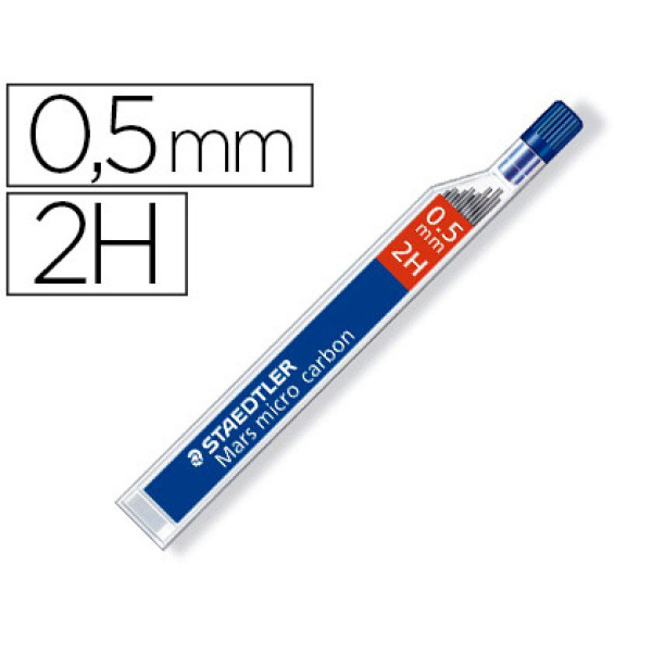 (12) Minas STAEDTLER grafito 0,5 mm  Mars micro 2H tubo