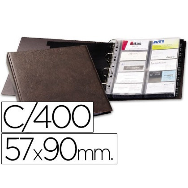 Tarjetero DURACLIP DIN A4 12 separadores 20 fundas con indice alfabetico para 400 tarjetas