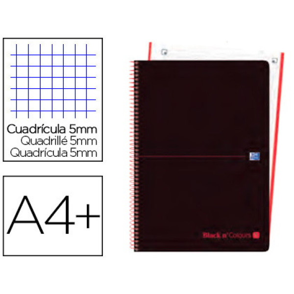 Cuaderno OXFORD espiral A4 tapa extradura 90gr. 120h cuadrícula 5mm eBook4