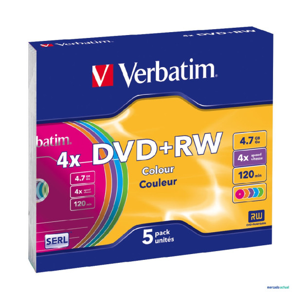 DVD RW 4.7 4X PACK 5 SLIM VERBATIM