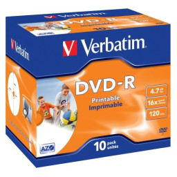 DVD-R 4.7 16X JEWELL 10 IMPR VERBAT