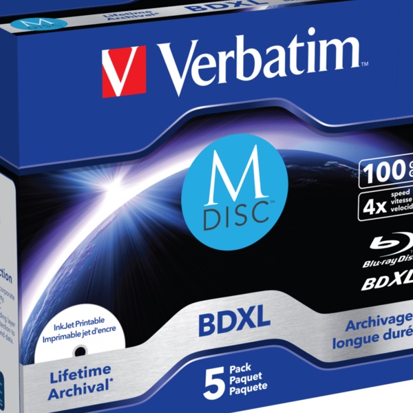 (5) M-DISC BD XL VERBATIM 100GB Inkjet Printable (5) M-DISC BD XL VERBATIM 100GB Inkjet Printable