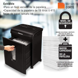 FELLOWES Destructora 62Mc Negra Microcorte de 3x10mm