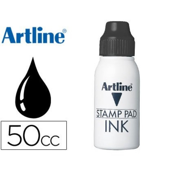 Tinta ARTLINE negra para tampón sellos bote 50ml Stamp pad ink black