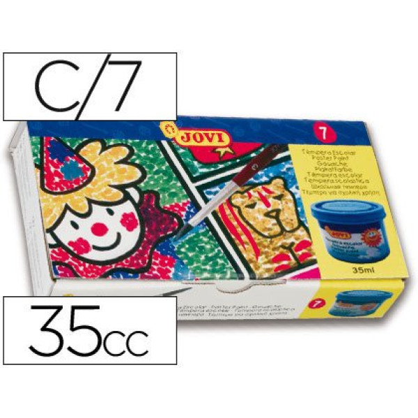 Estuche JOVI 7 Botes Tempera colores surtidos con pincel