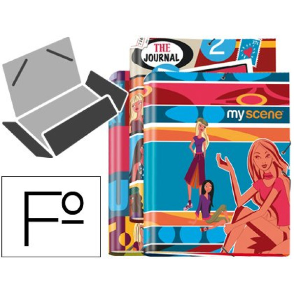 Carpeta gomas LIDERPAPEL 4º  3 solapas my scene.