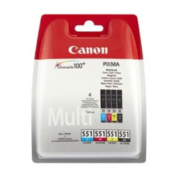 (4) C.t. CANON CLI551 Pixma IP7250 IP7240 CMYBK MG5440 MG5450 MG5550 + 50h Photo 10x15cm