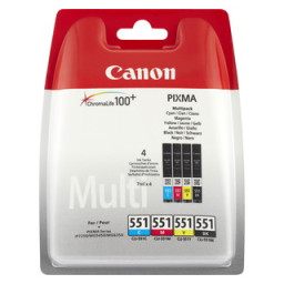 (4) C.t. CANON CLI551 Multi BCMY Pack-4 colores Pixma IP7250 IP7240 MG5440 MG5450 MG5550 sin alarm