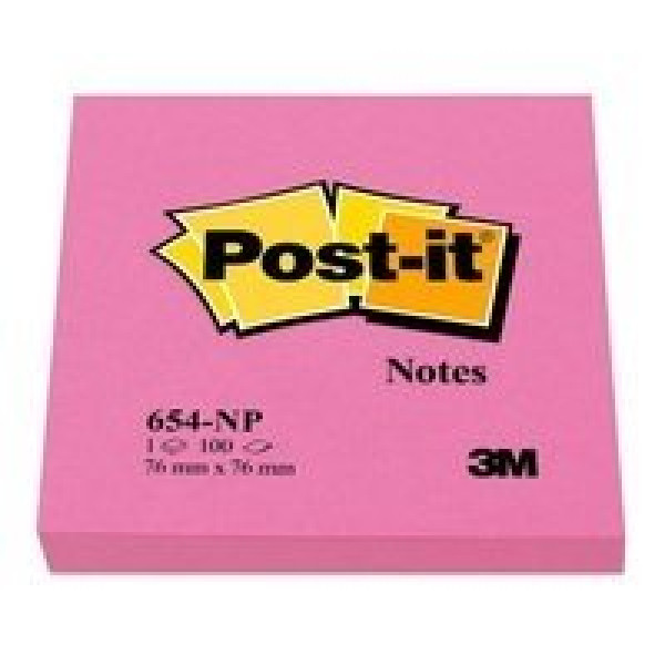 Bloc notas POST-IT 76x76mm rosa neón 100h/bloc (POS6826)