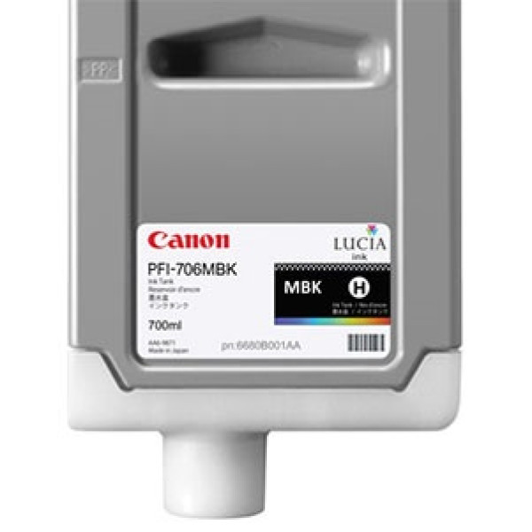 C.t. CANON PFI-706MBK:  IPF8300 IPF8400 negro mate 700 ml.