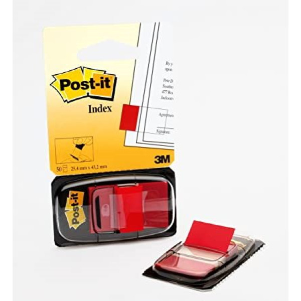Dispensador POST-IT Index rojo, 50u. mediano 1