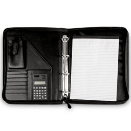 Carpeta CSP portafolios negra 260x355mm 4 anillas, calculadora, varios compartimentos