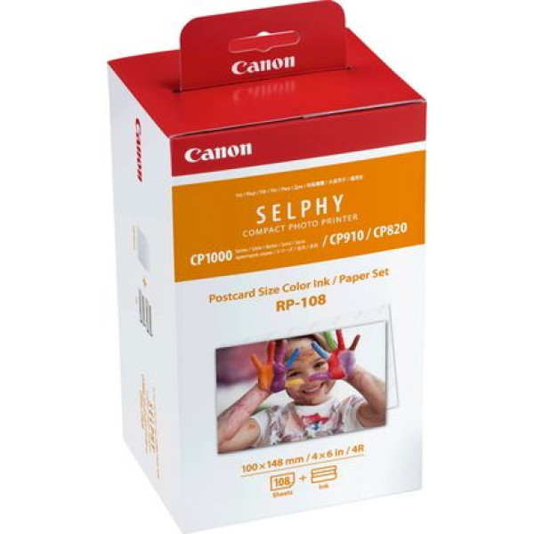 C.t.+ papel 108h. CANON RP-108 Selphy CP820 CP910 CP1000 CP1200 CP1300  100x148mm (4x6in)