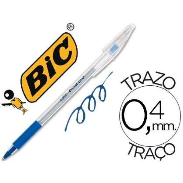Bolígrafo BIC Cristal Grip azul 0.4mm