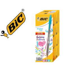 (20) Bolígrafo BIC Cristal Large Fashion 0.6mm 5 rosa, 5 morado, 5 turquesa, 5 verde lima