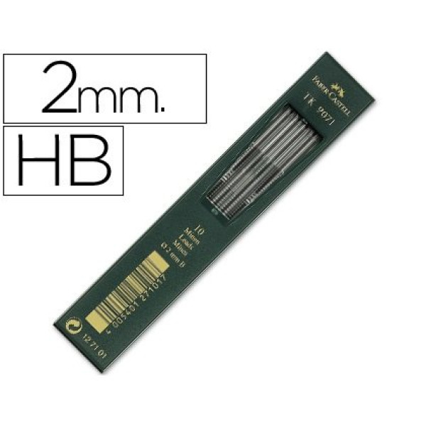 (10) Minas FABER-CASTELL 9071 HB grafito (tubo) 2,0mm