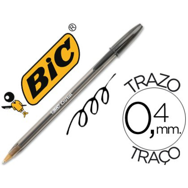 Bolígrafo BIC Cristal Classic negro Punta 1mm, Trazo 0.4mm