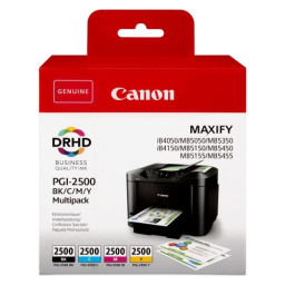 (4) C.t. CANON PGI-2500 CMYK Maxify iB4050 MB5050 capacidad estándar - kit 4-colores BLISTER ALARMA