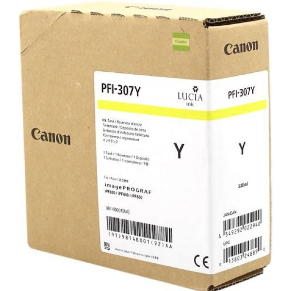 C.t. CANON PFI-307Y: IPF830 IPF840 amarillo IPF850 330ml.