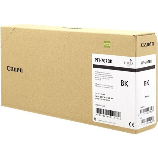 C.t. CANON PFI-707BK:  IPF830 IPF840 IPF850 700ml. negro