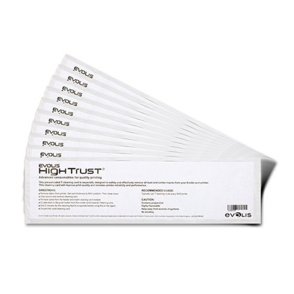 EVOLIS T-card cleaning kit (for transport rollers) 10 pre-saturated T-cards