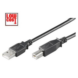 Cable DIGITUS USB 2.0 tipo A M - USB 2.0 tipo B M 3m., negro, PC a periférico, economy CCA