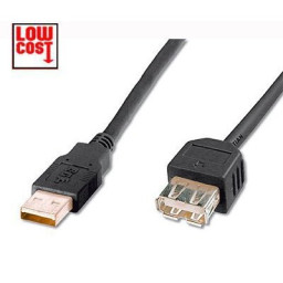 Cable DIGITUS USB 2.0 tipo A M - USB 2.0 tipo A H 5m., negro  (prolongador, sin amplificador)