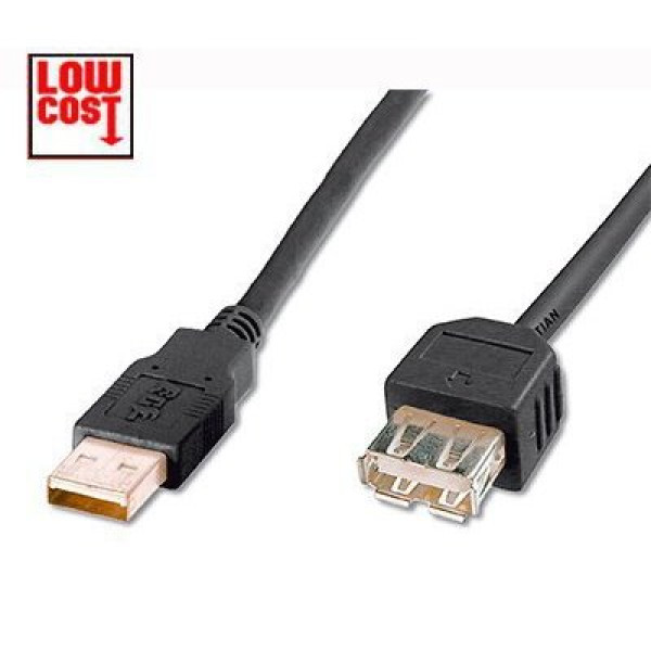 Cable DIGITUS USB 2.0 tipo A M - USB 2.0 tipo A H 5m., negro  (prolongador, sin amplificador)