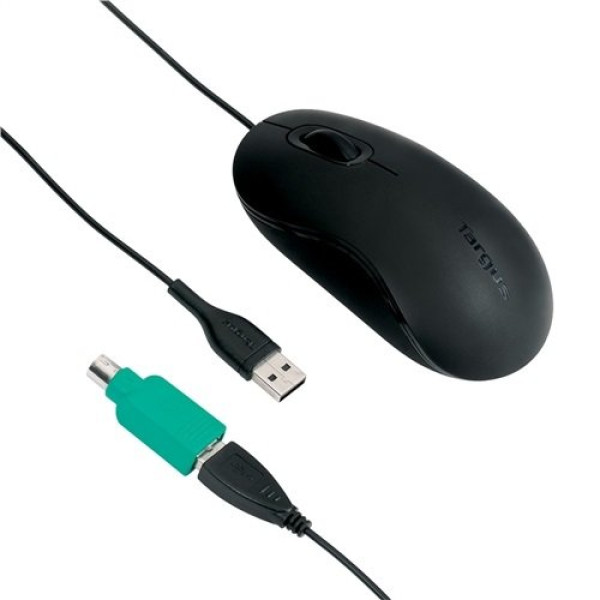 Ratón TARGUS Optical USB/PS2 Mouse negro, 3 botones+1 rueda, 1000ppp