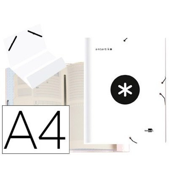 Carpeta LIDERPAPEL Antartik A4 clasificadora Blanc 12 dep., gomas, cartón forrado