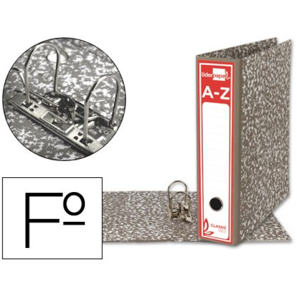 Archivador de palanca LIDERPAPEL carton forrado Folio / rojo-gris Archivador de palanca LIDERPAPEL carton forrado Folio / rojo-gris