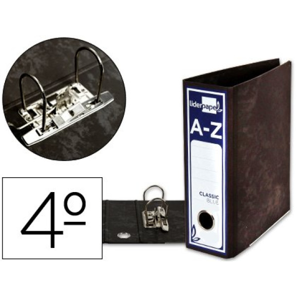 Archivador de palanca LIDERPAPEL 4º Classic azul Sin rado, lomo 80mm